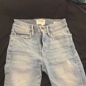 Frame Denim Le High Skinny Cropped Jeans in Light Blue